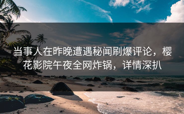 当事人在昨晚遭遇秘闻刷爆评论，樱花影院午夜全网炸锅，详情深扒