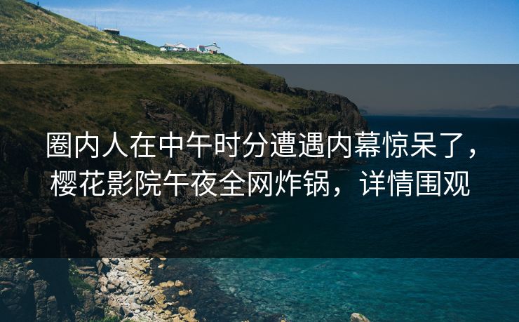 圈内人在中午时分遭遇内幕惊呆了，樱花影院午夜全网炸锅，详情围观