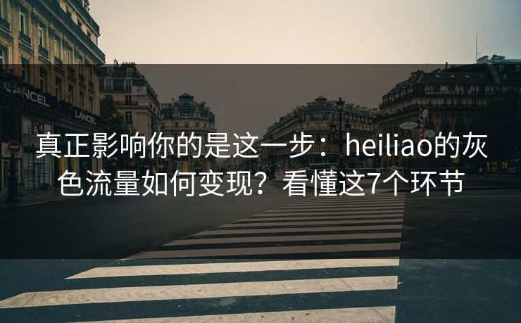 真正影响你的是这一步：heiliao的灰色流量如何变现？看懂这7个环节