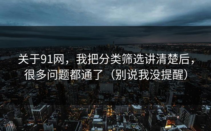 关于91网，我把分类筛选讲清楚后，很多问题都通了（别说我没提醒）